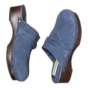 Splendid Blue Suede Studded Olive Clogs 8.5